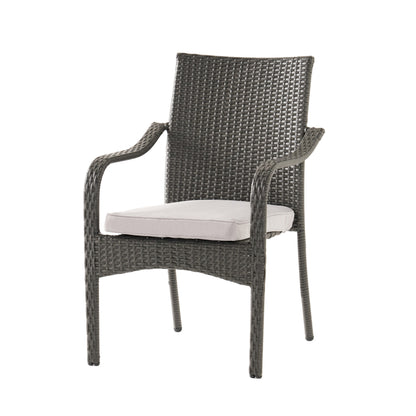 Perseer Outdoor PE Rattan Stacking Chair with Iron Frame and Cushions,Set of 4