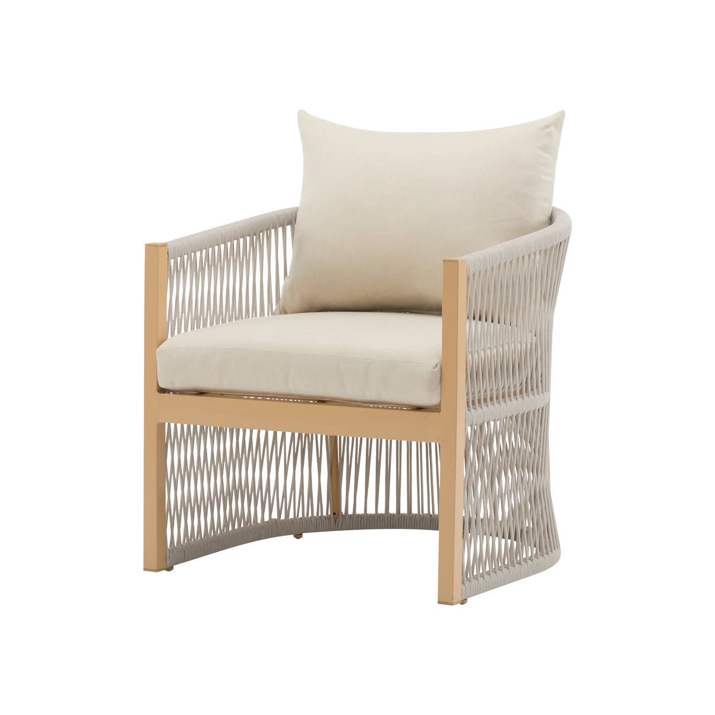 Thalia Modern Curved Aluminum Lounge Chair with Stylish Rope-Weave Design