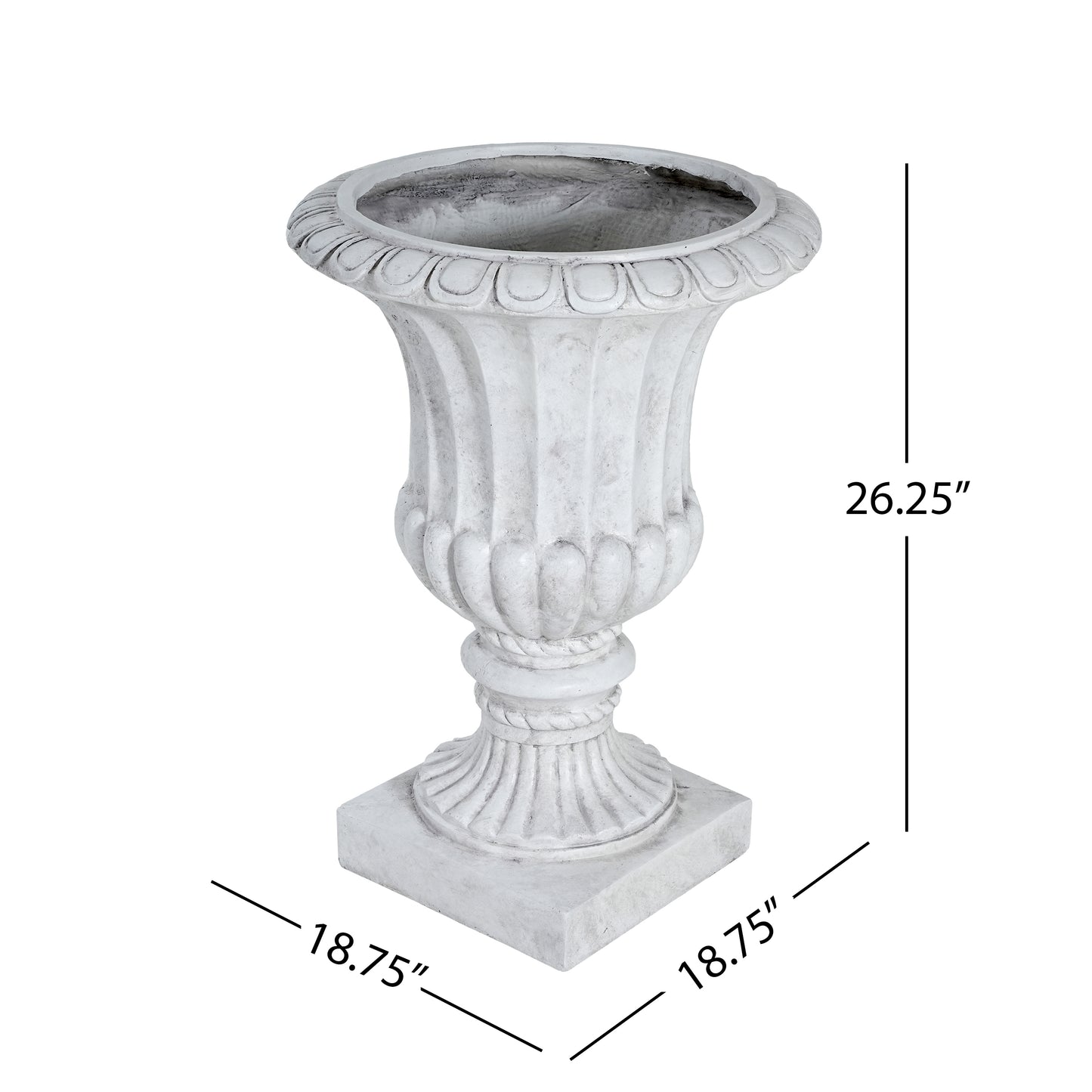 Alder Outdoor Magnesium Oxide Garden Urn Planter, Antique White
