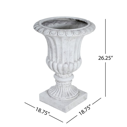 Alder Outdoor Magnesium Oxide Garden Urn Planter, Antique White