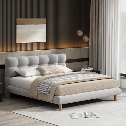 Caldwin Modern Upholstered Chenille Platform Bed with Headboard