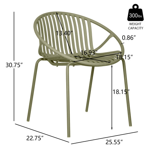 Hespera Patio Dining Chairs with Metal Legs & Breathable Plastic Backrest