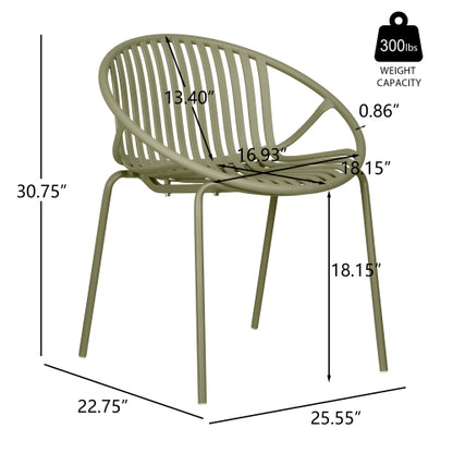 Hespera Patio Dining Chairs with Metal Legs & Breathable Plastic Backrest