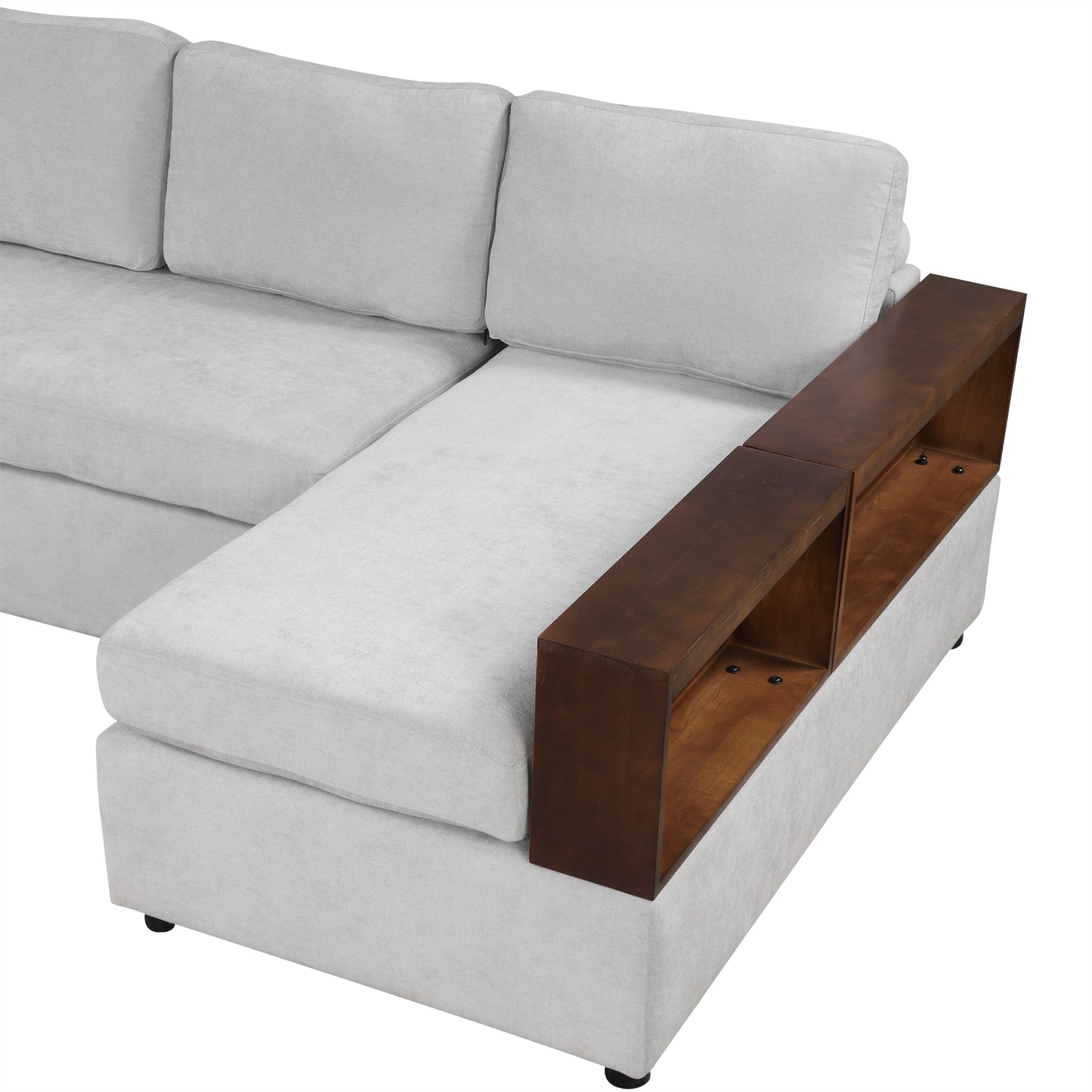 Serava Sectional Sofa Upholstered Sofa Couch with Reversible Armrests for Living Room