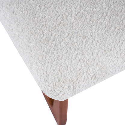 Elowen Dining Chair Set of 2, Plush Boucle Fabric Upholstered Chairs with Curved Wooden Legs, Beige & Brown, 300lbs Capacity