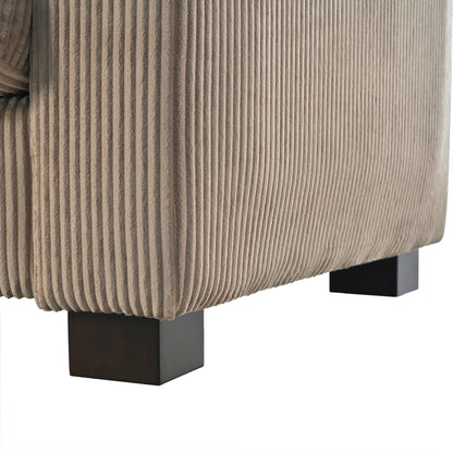Modern three-seat Solid Wood sofa in striped finish with two cup holders
