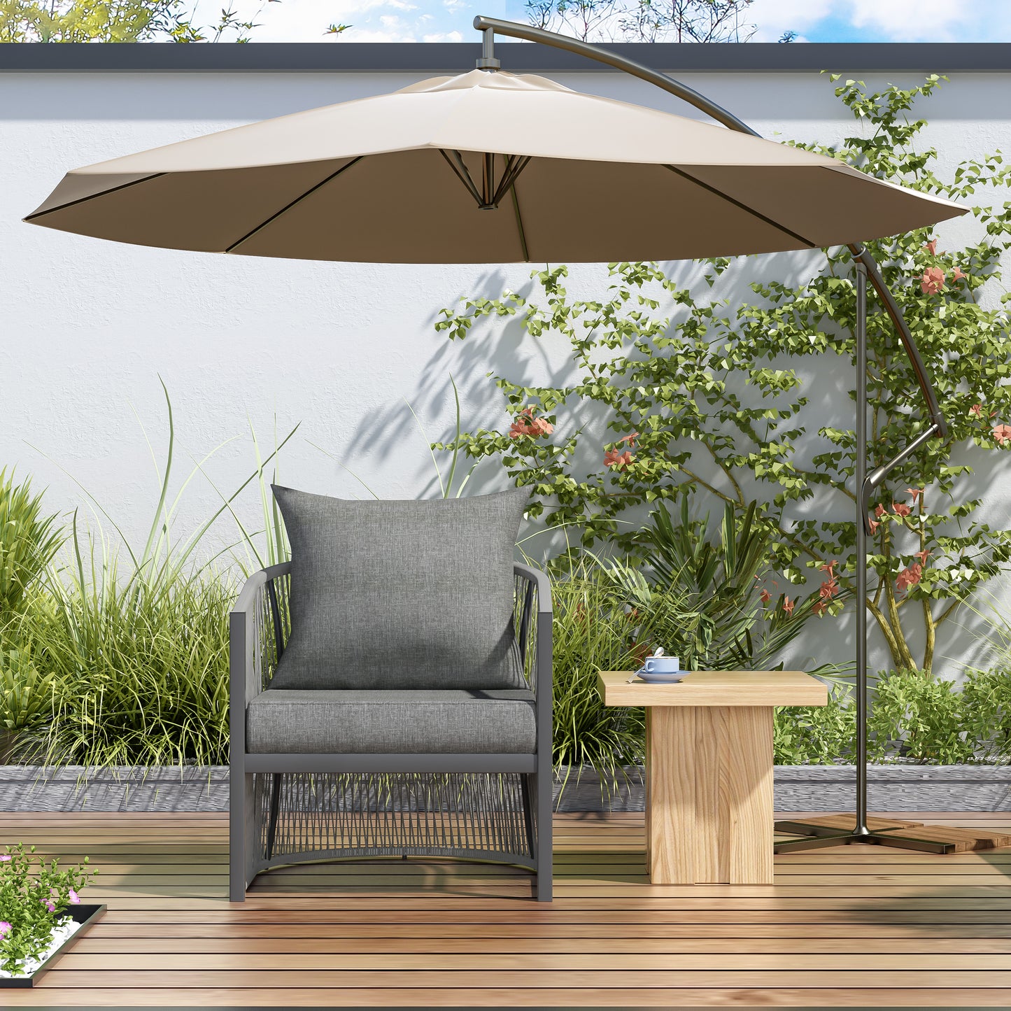 Thalia Modern Curved Aluminum Lounge Chair with Stylish Rope-Weave Design