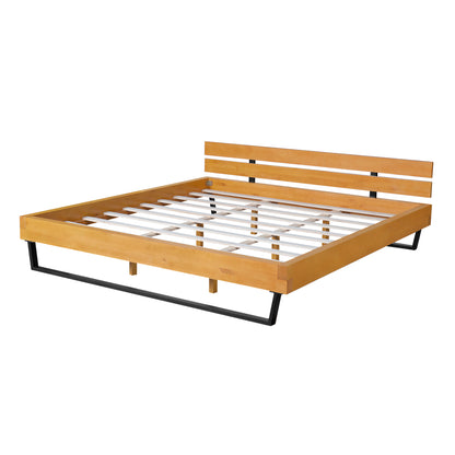 Dashiell Modern Solid Pine Bed Frame in Natural and Black,Making Serene Bedroom Retreat