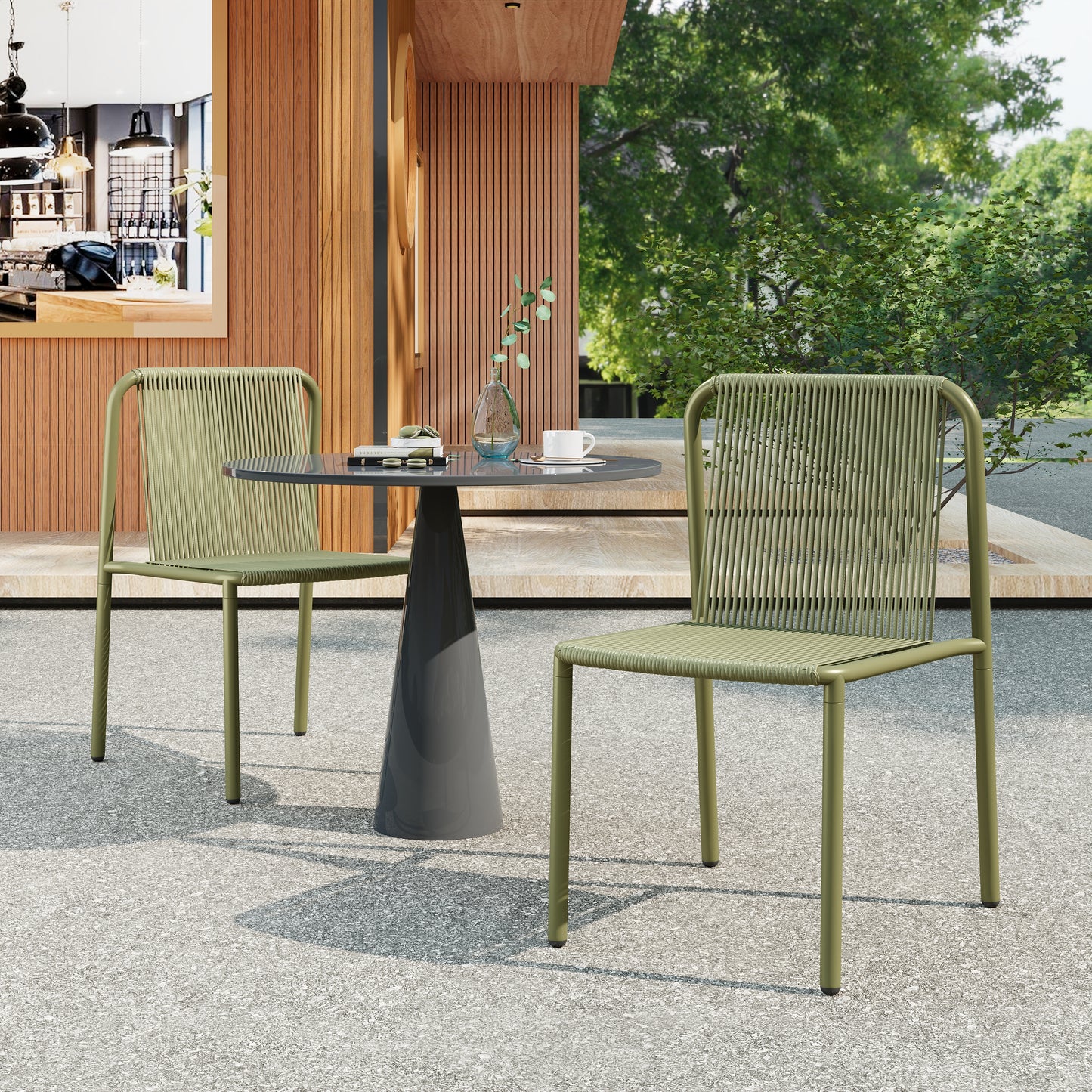 Creeperia Outdoor Patio Stackable Dining Chairs