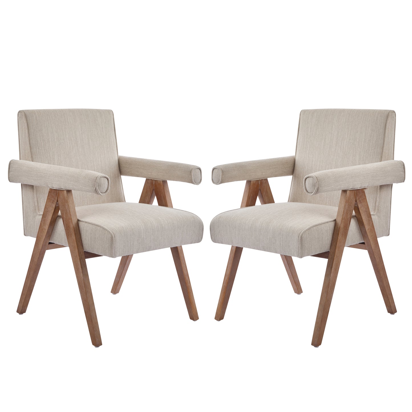 Soliner Indoor Fabric Solid Wood Dining Chair,Set of 2