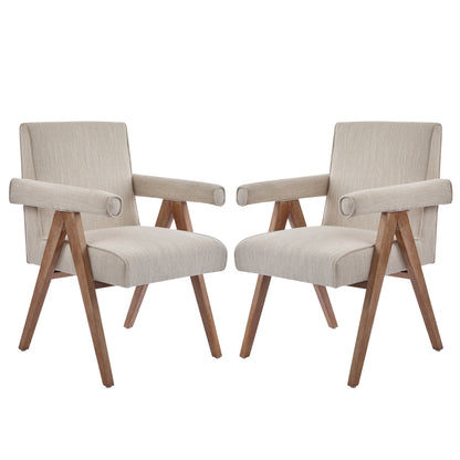 Soliner Indoor Fabric Solid Wood Dining Chair,Set of 2