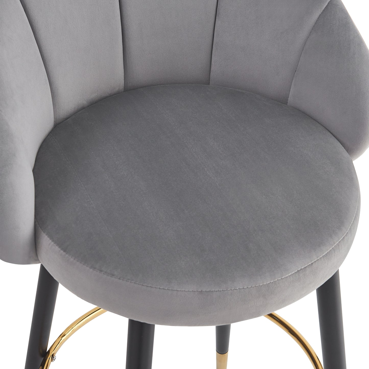 Soreli 40.5" High Back, Black Velvet & Gold Metal Bar Stool,Luxe Modern Design, Set of 2