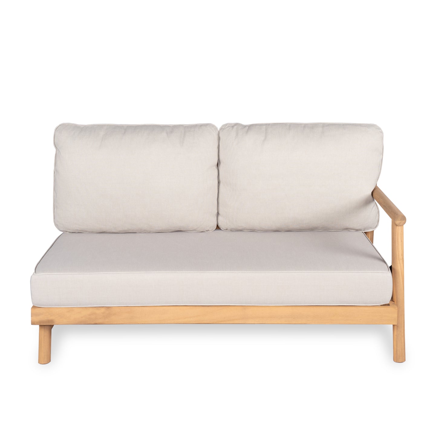 Selyric Patio Acacia Wood Sofa-and-Chaise sectional L-shape, Loveseat + Lounge with Water-resistant Cushion