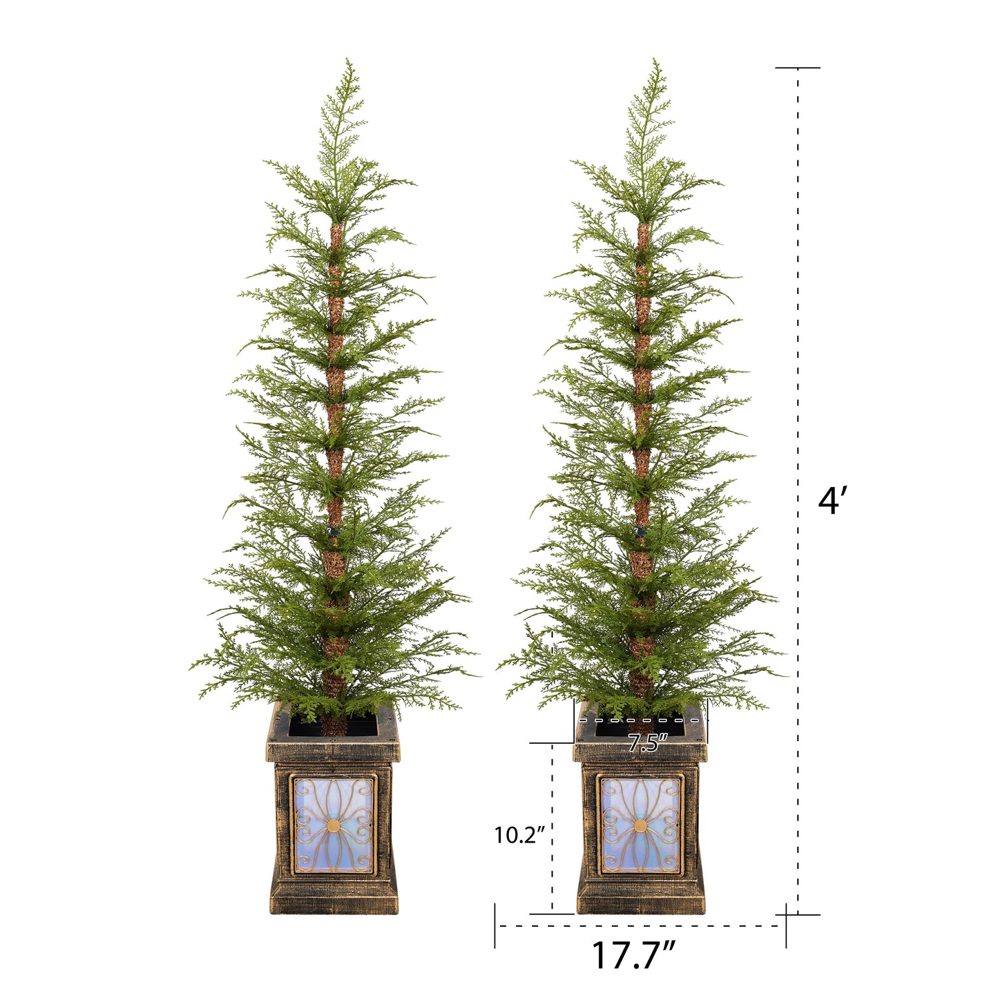Dorian 4ft Pre-Lit Artificial Christmas 2-Piece with high-quality PE material,Set Easy Assembly,Potted stand