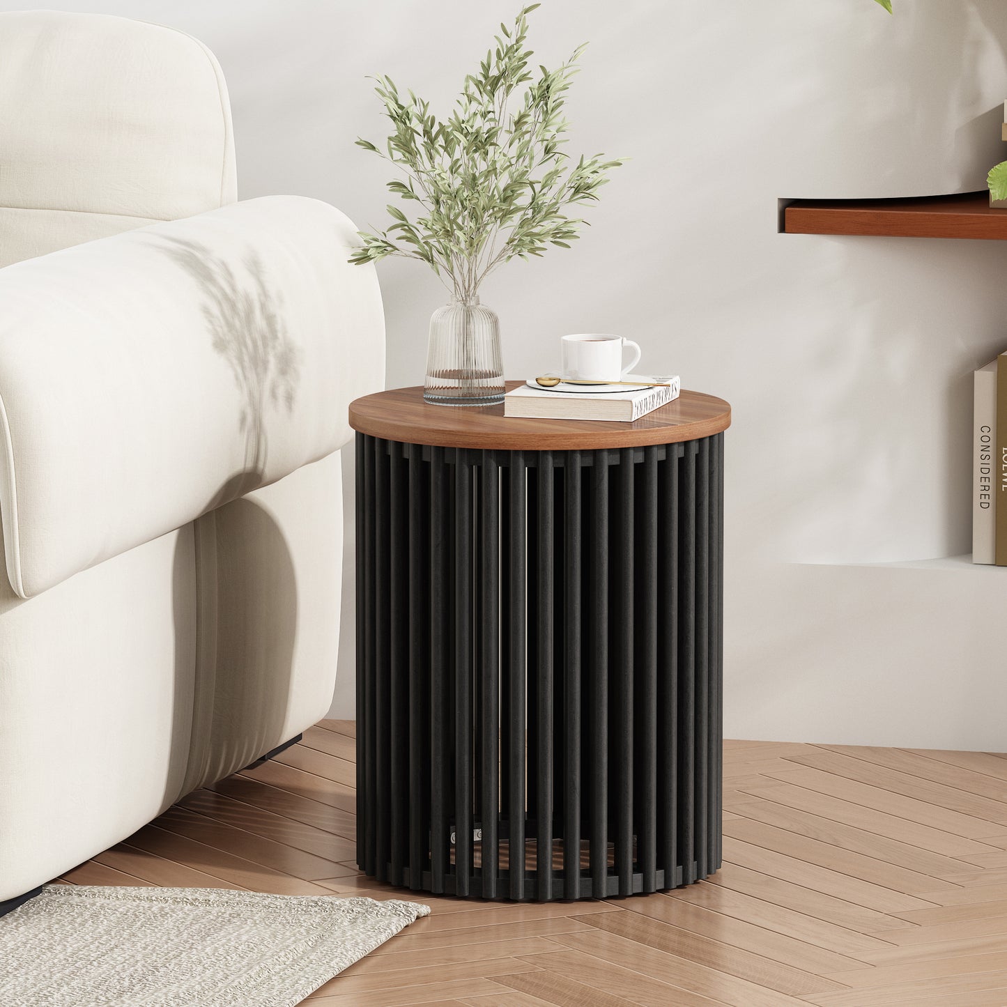 Thisbe Patio Furniture set: Acacia coffee table + Acacia side table