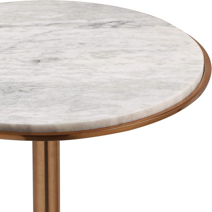 Bartholo Modern Glam Aluminum Accent Table with Marble Table Top