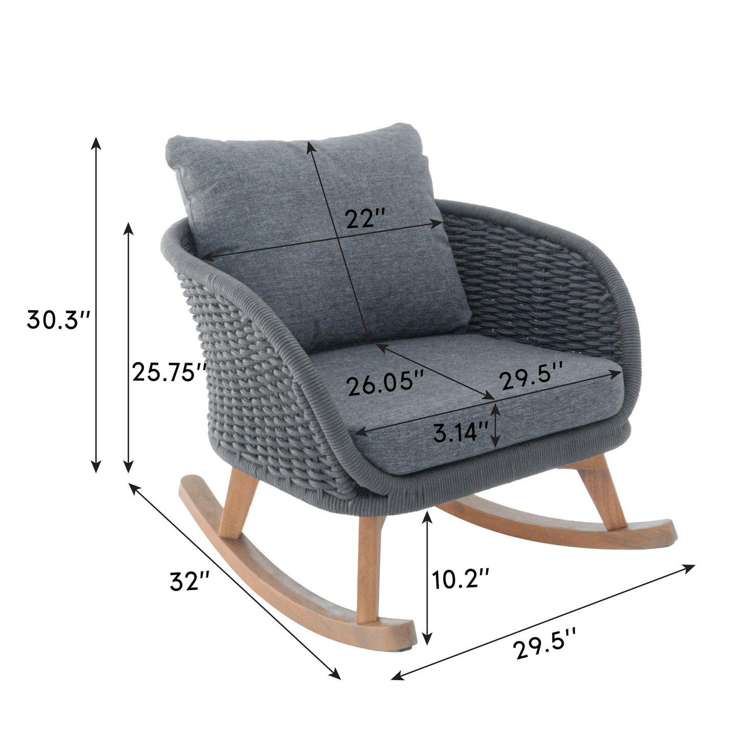 Elarvasir Contemporary Minimalist Beige Wicker Rocking Chair with Soft Polyester Cushions