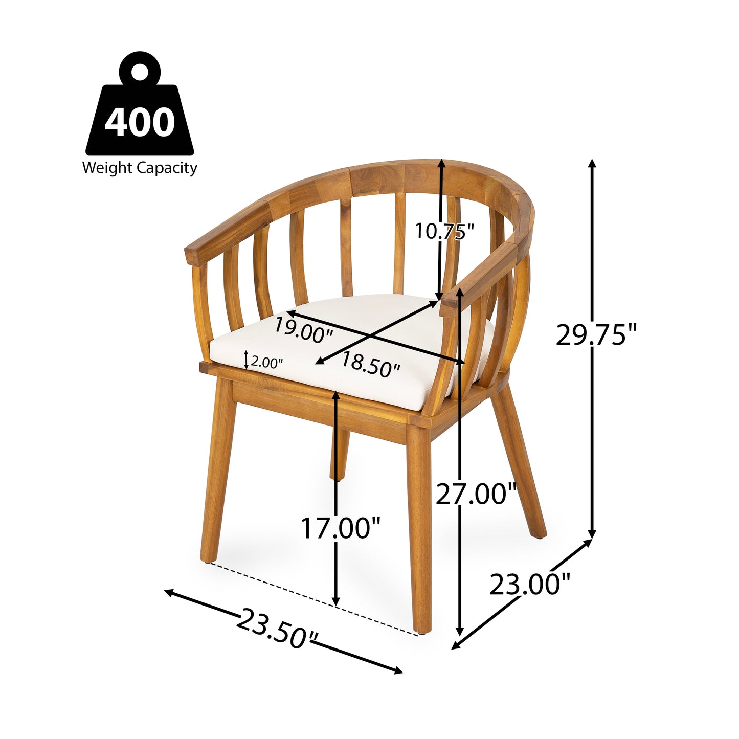 Klismos Solid Wood Upholstered Dining Armchair,Set of 2