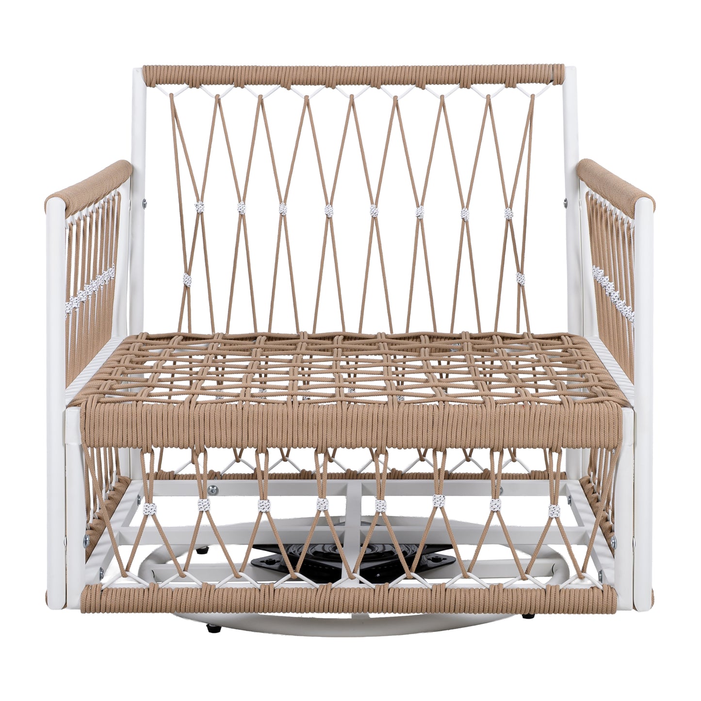 360° Swivel Bohemian Outdoor Lounge Chair with Handwoven Rope,Waterproof Cushions[Set of 2]