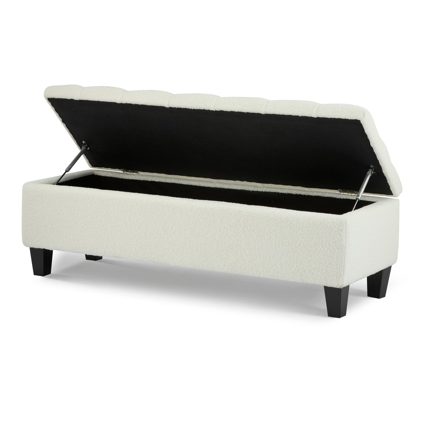 HaChe Ottoman Bench with Storage,Boucle Surface, Rubber Wood Legs, 300 lbs Capacity