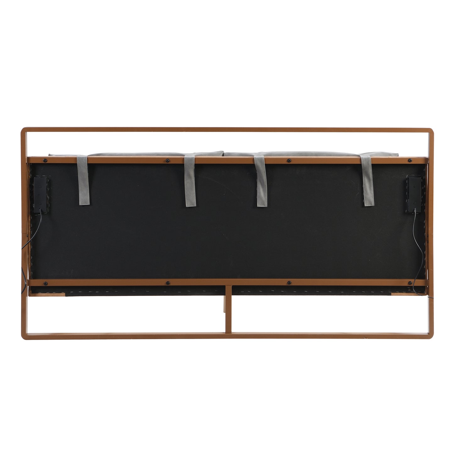 Mireva Brown&Gray Leather King Bed with 2pcs Night Lights