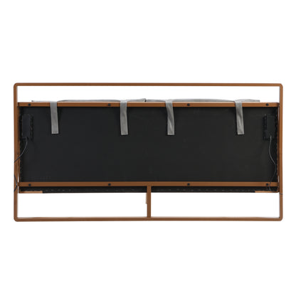 Mireva Brown&Gray Leather King Bed with 2pcs Night Lights