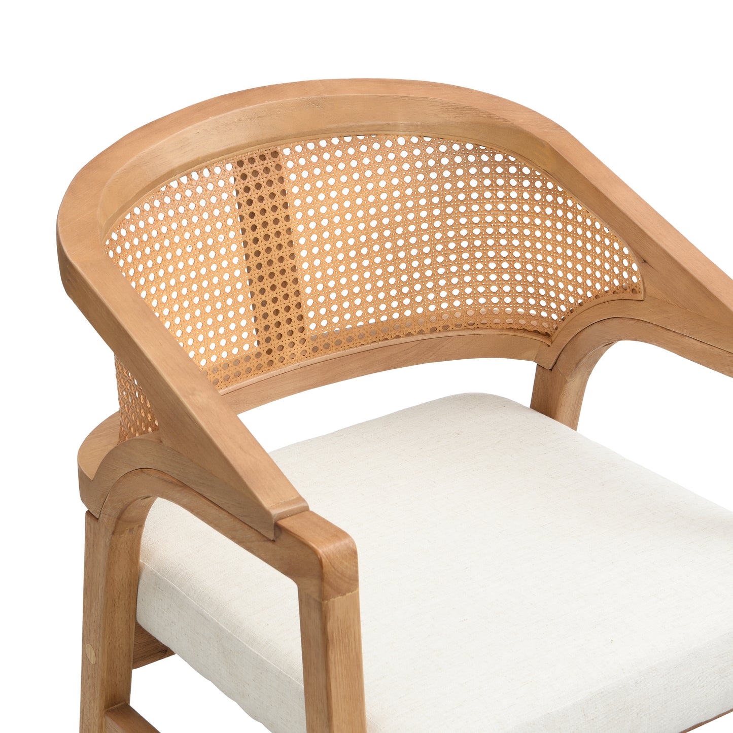 Malaneta Wooden Frame Dining Chair with rattan back,set of 2