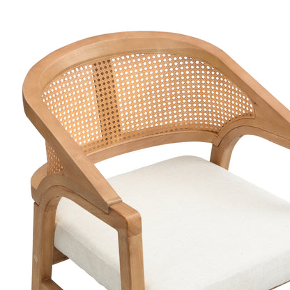 Malaneta Wooden Frame Dining Chair with rattan back,set of 2