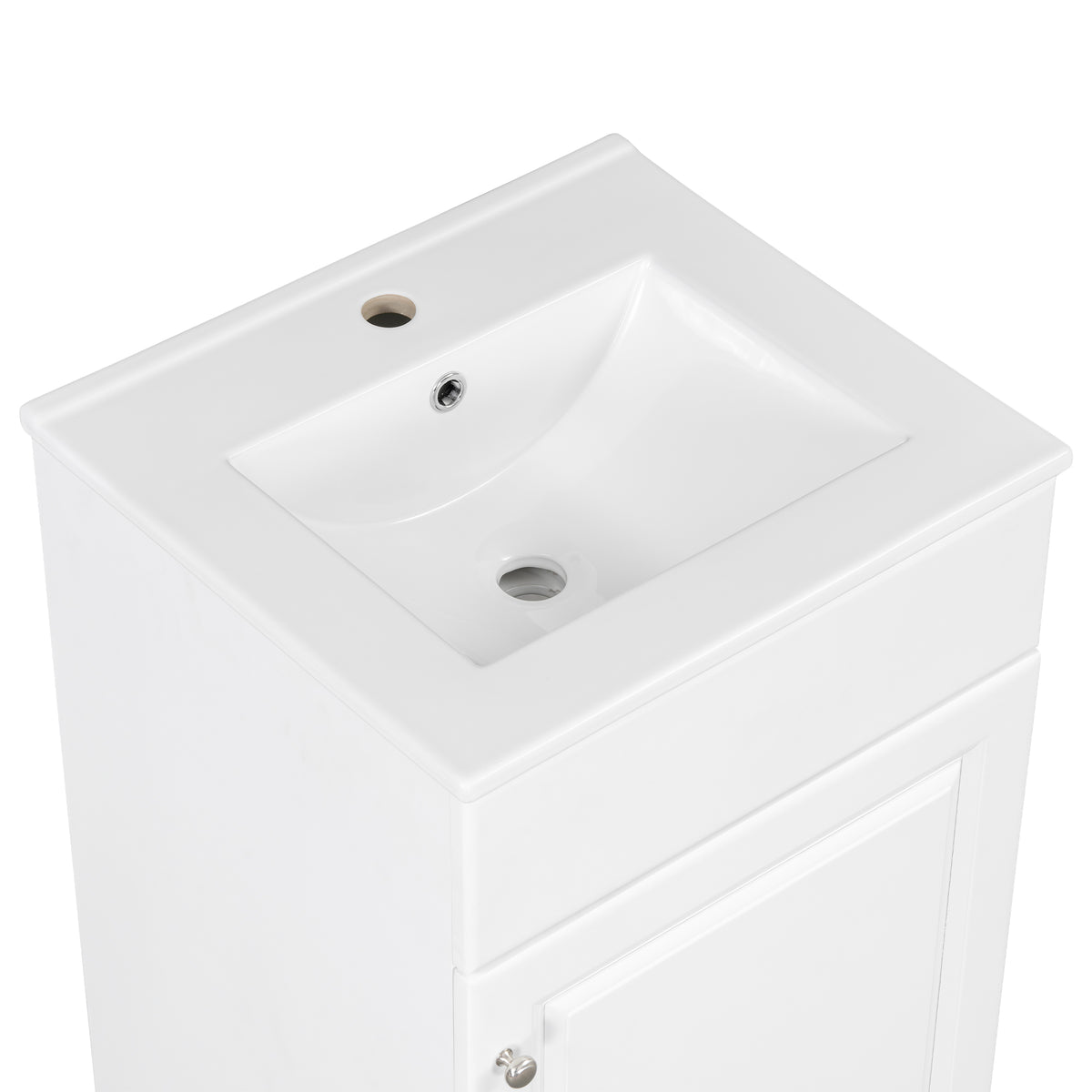 Effervescent Vanes Wood Frame 20" Bathroom Vanity with Ceramic Sink, Cabinet with Soft-Closing Door Shelf and Adjustable Shelf, Open Back, Metal Hardware, Storage/Organizer, White