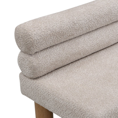 Aetherin Upholstered Dining Bench, Boucle Ottoman for Dining Room, Bedroom, Living Room