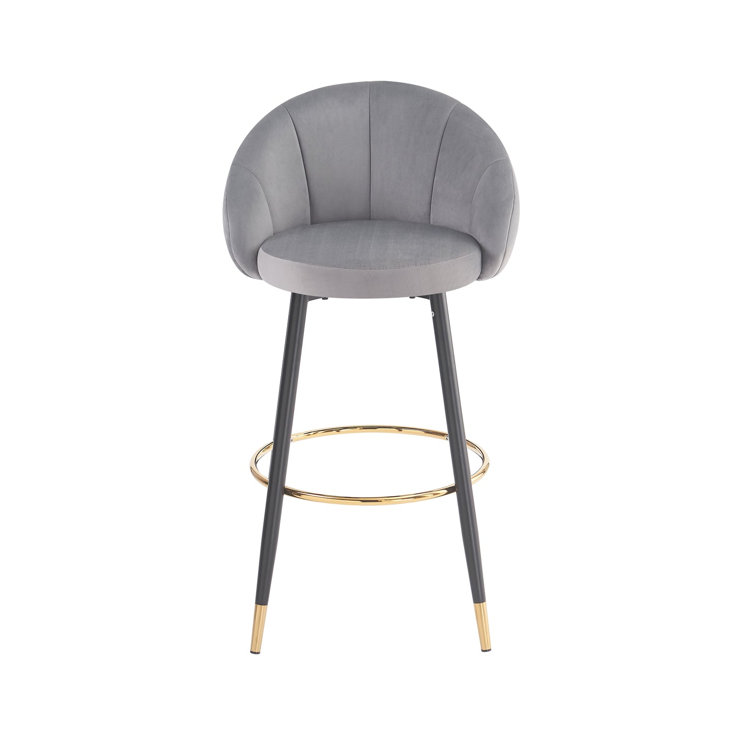 Soreli 40.5" High Back, Black Velvet & Gold Metal Bar Stool,Luxe Modern Design, Set of 2