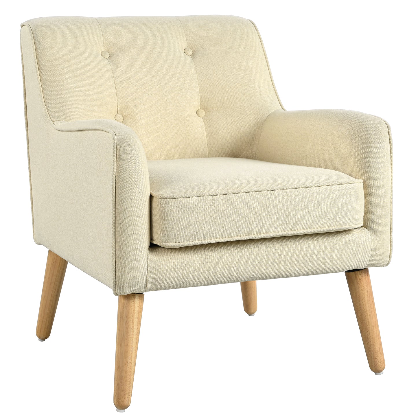 Tapara Mid-Century Modern Armchair - Tufted Fabric Accent Chair.