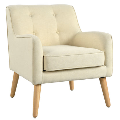 Tapara Mid-Century Modern Armchair - Tufted Fabric Accent Chair.