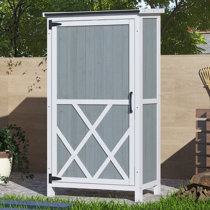 Melioraeth Two-Tone Storage Shed with Sloped Roof & 5 Compartments