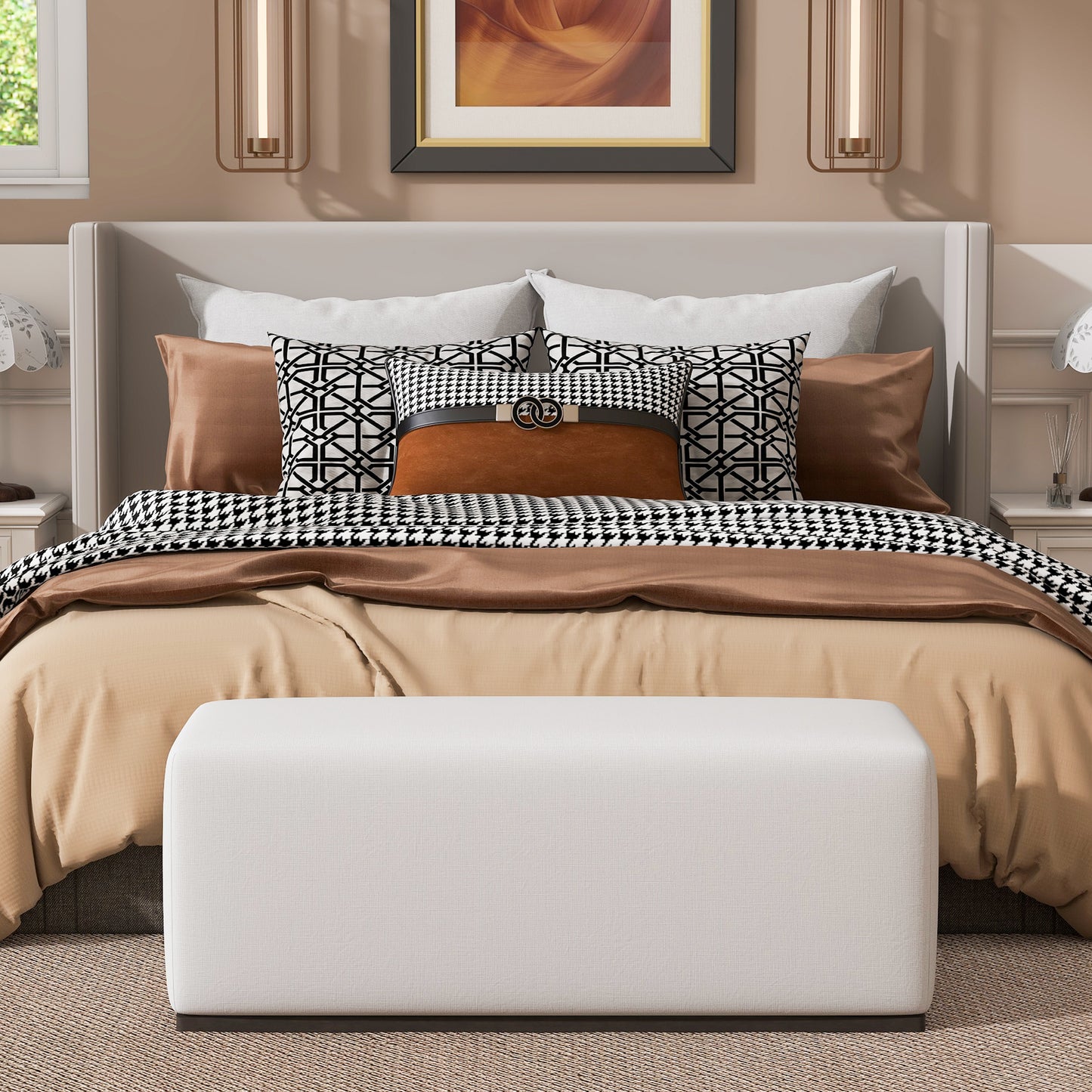 Nyvenor Modern Minimalist Upholstered Footstool for Living Room and Bedroom