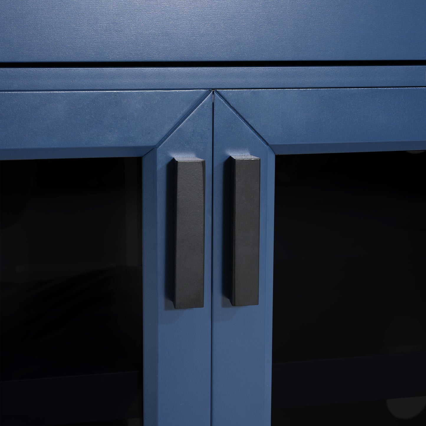 Solther Modern TV Console, 67" Width TV Stand, Glass Doors & Storage Drawers