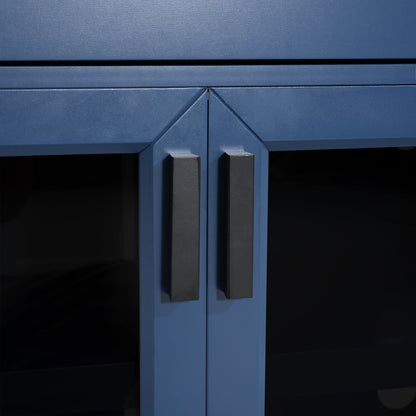 Solther Modern TV Console, 67" Width TV Stand, Glass Doors & Storage Drawers