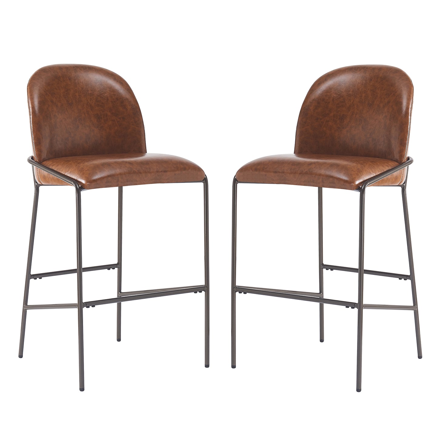Galena Indoor Metal PU Barstool, Antique Bronze Finish Frame,Set of 2
