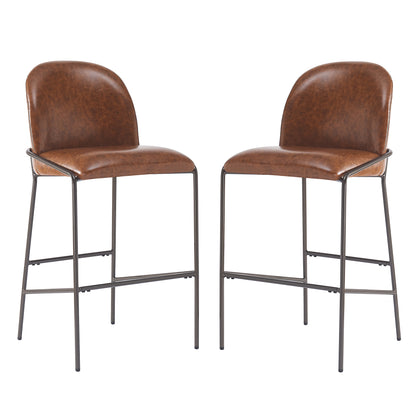 Galena Indoor Metal PU Barstool, Antique Bronze Finish Frame,Set of 2