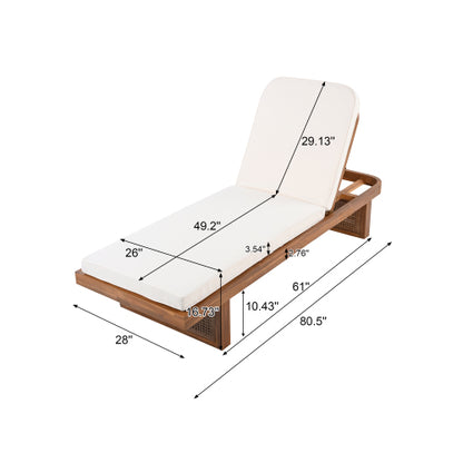 ‌PinDrift‌ Outdoor Lounge Chair - Acacia Wood & PE Rattan Design with White Cushion