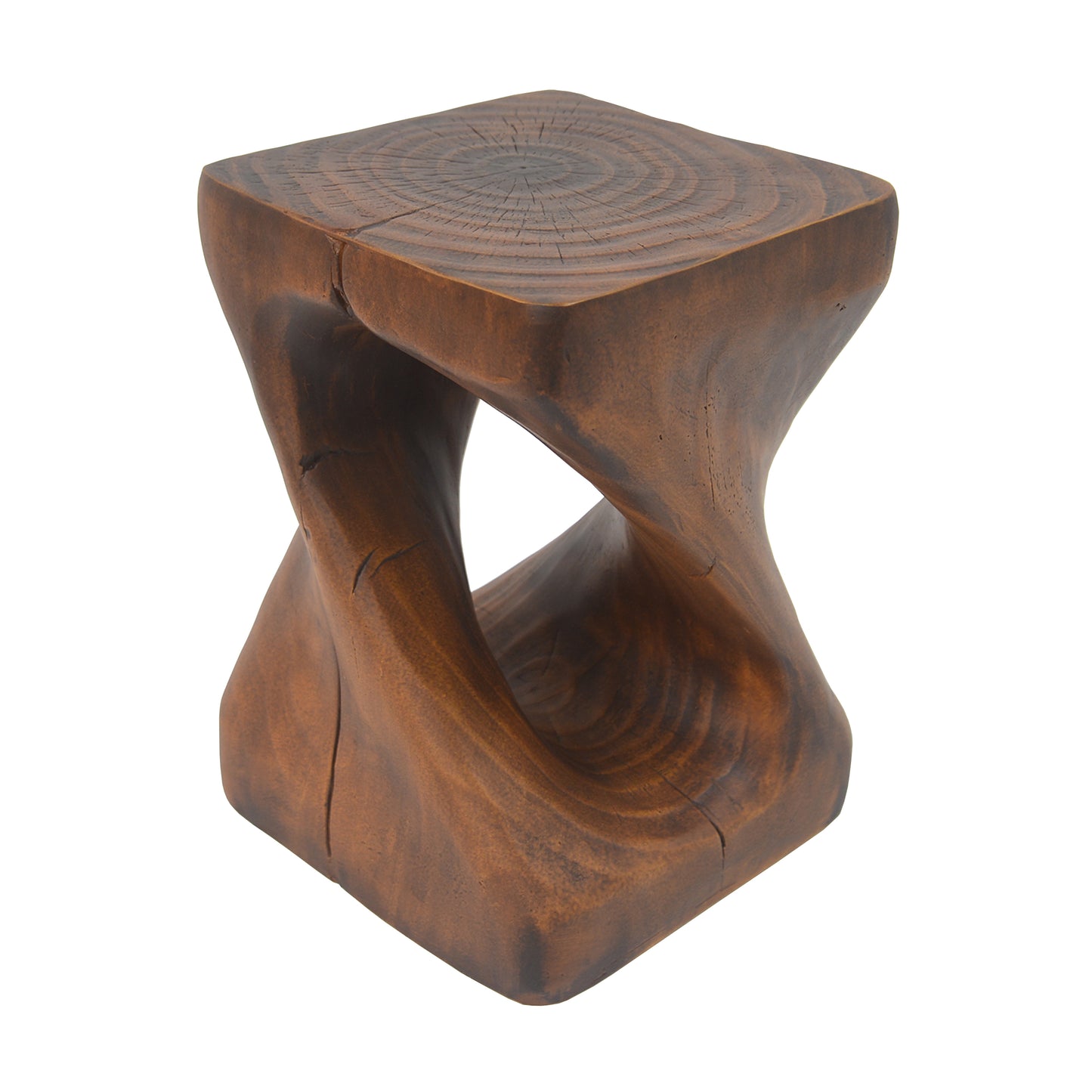 Woanar MGO Twist Shape Side Table, Wood-like texture