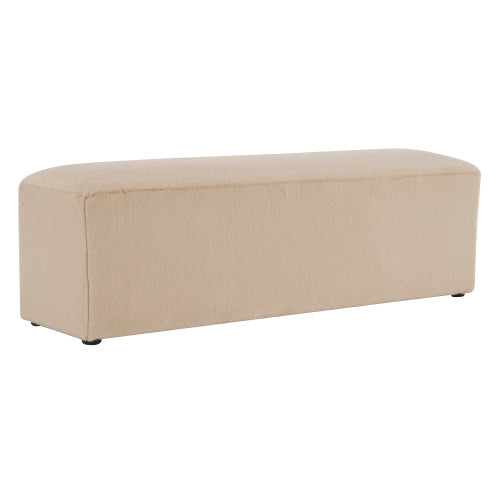 Daigojo Simple White Long Ottoman, Practical Furniture for Living Room and Bedroom