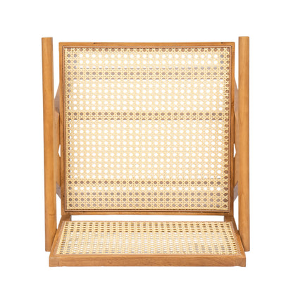 Lomiare Modern Minimalist Bar Stool with Cane Seat, Solid Wood Frame