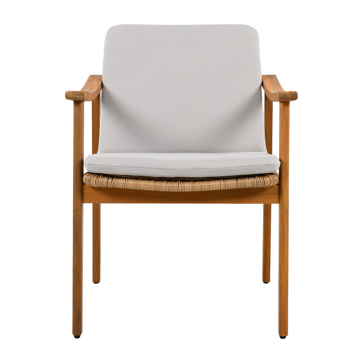 Demorivor Outdoor Dining Chairs Set of 2, Teak Color Acacia Wood Frame,Waterproof Cushion