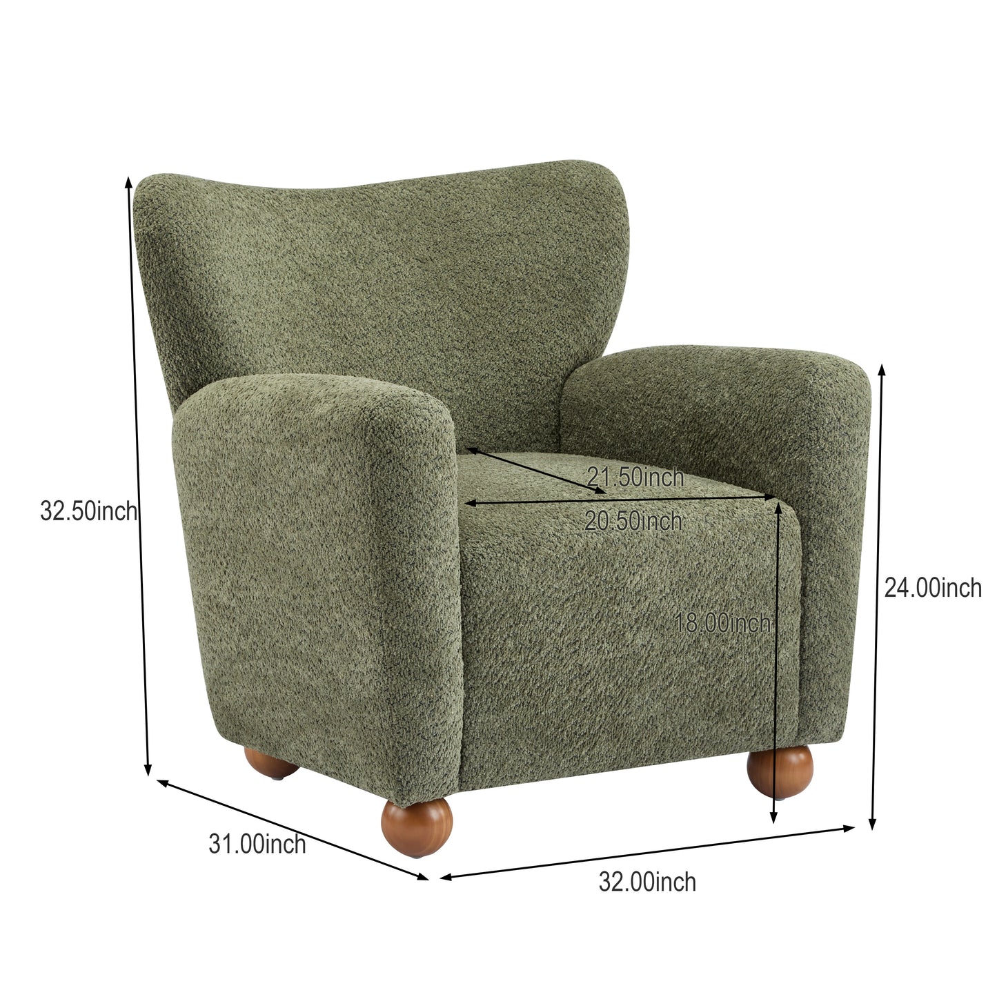 Isorylis Premium Fabric Cozy Wingback Solid Armchair