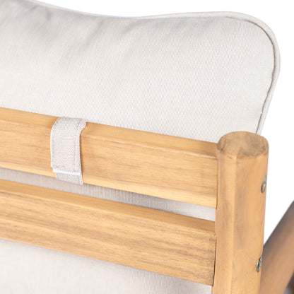 Selyric Patio Acacia Wood Chat Set, Club Chair + Coffee Table with Water-resistant Cushion