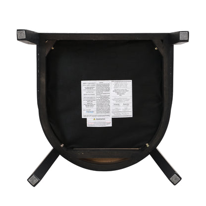 Bastian Dining Chairs with Rattan Backrest, Upholstered Seat, Set of 2