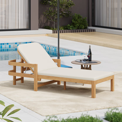 Calora Acacia Outdoor Modern Wood Chaise Lounge Chairs for Patio or Poolside