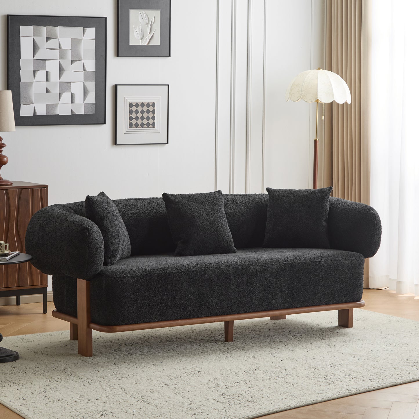 Warder Modern Round Arm Curved Soft Sofa