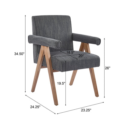 Soliner Indoor Fabric Solid Wood Dining Chair,Set of 2